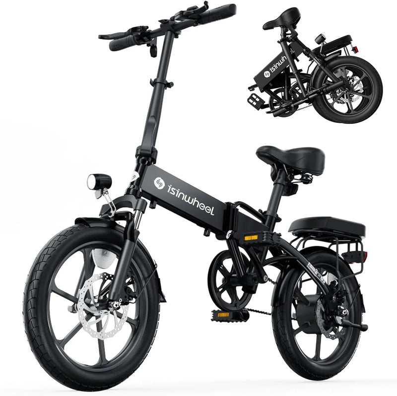 Electric Bike for Adults 500W Motor, 20 mph Folding Ebike, 14"/16"/20" Adults Electric Bicycles with Smart Uphill, 280.8Wh Battery, 25 Miles PAS Range, Mini E Bikes for Adults and Teens-isinwheel G2696