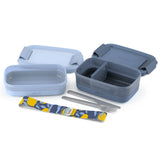 Stackable Bento Lunch Food Storage Container with Stainless Steel Flatware, Blue, 2-pk