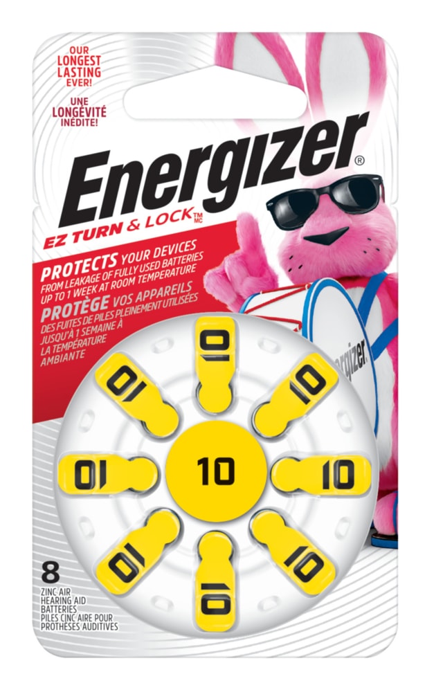 8-pk Size AZ10 1.4V / 1.4 Volt Zinc Hearing Aid Batteries, EZ Turn Lock