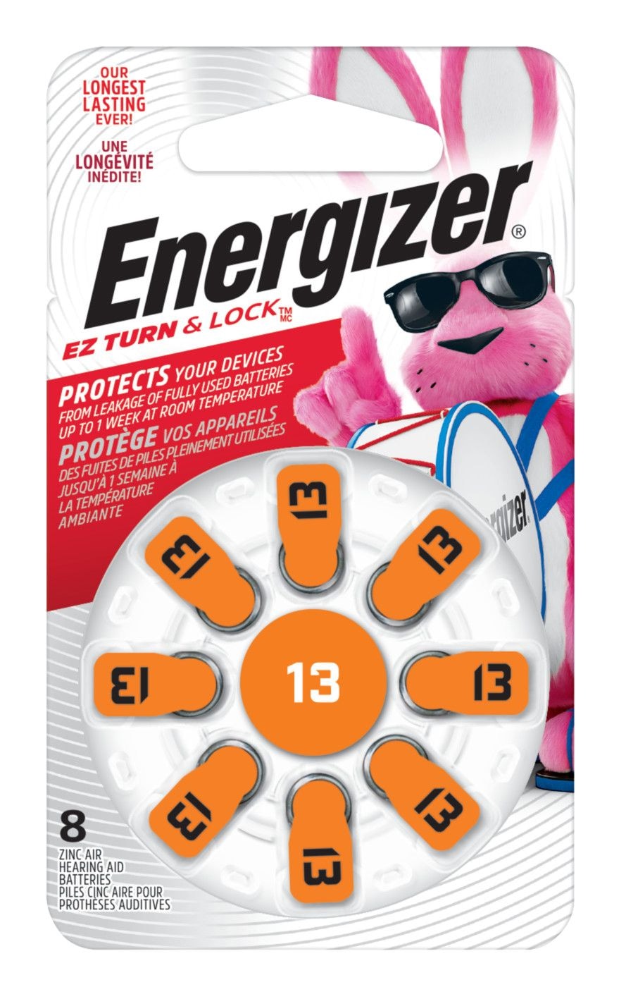 8-pk Size AZ13 1.4V / 1.4 Volt Zinc Hearing Aid Batteries, EZ Turn Lock