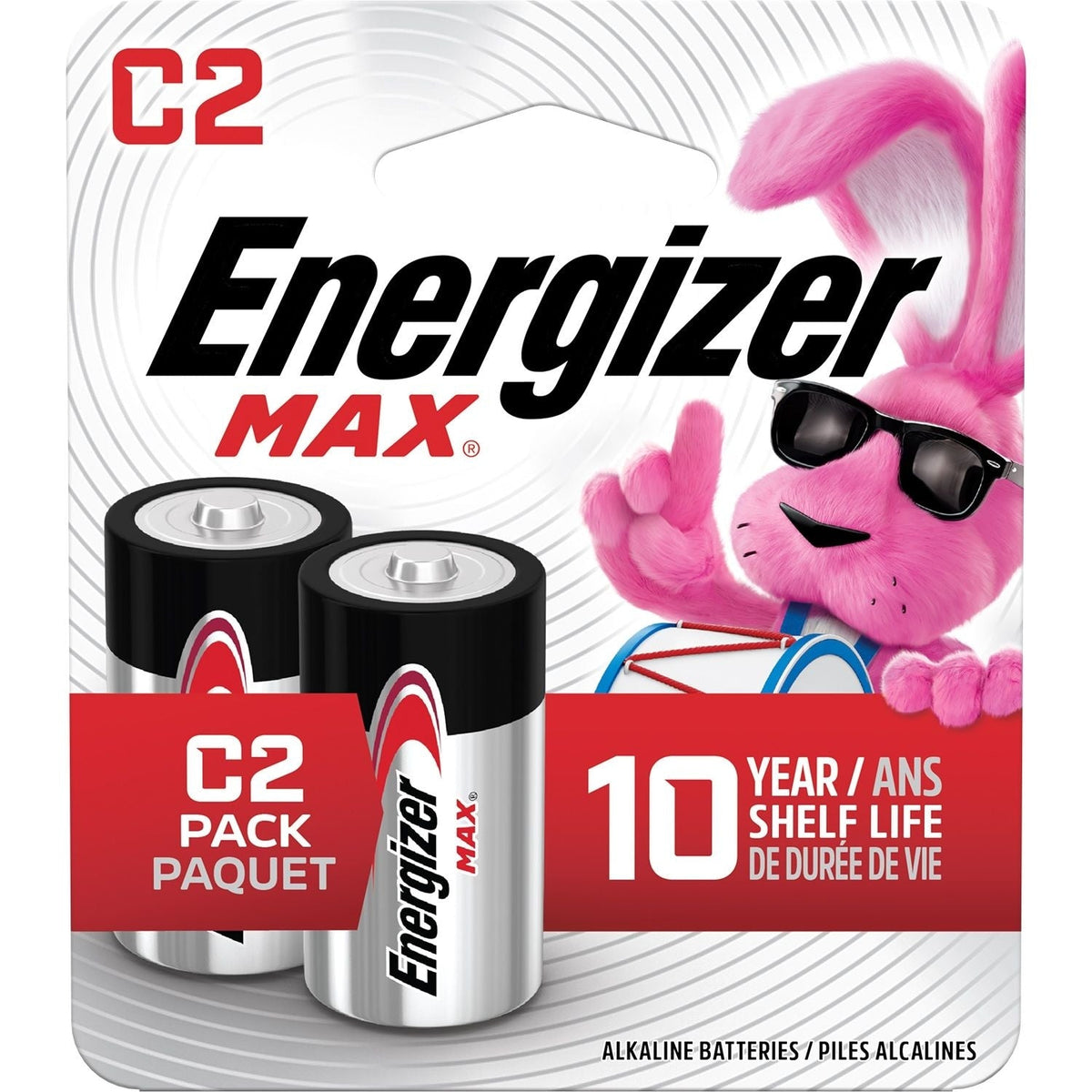 Max 2-pk C Alkaline Batteries, Long Lasting, All Purpose