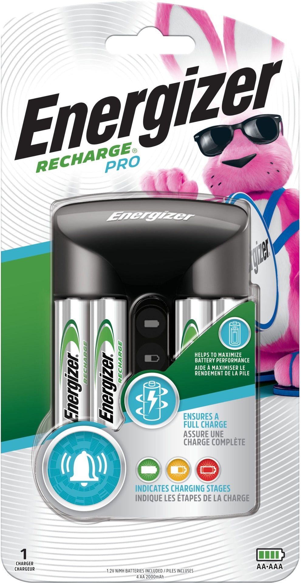 Recharge Pro CHPROWB4 AA /AAA Rechargeable Battery Charger with 4 AA NiMH Batteries