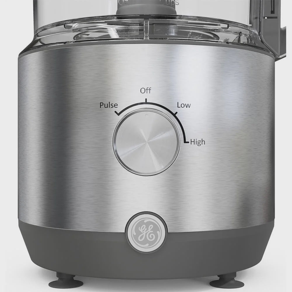 GE 550-Watt 12-Cup Food Processor with Accessories and Stainless Steel Blades, Stainless Steel