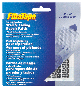 Self-Adhesive Wall & Ceiling Hole Repair Patch For Drywall & Plaster, 4 x 4-in