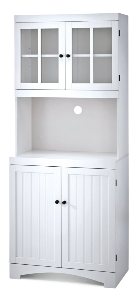 4-Door Open Shelf Freestanding Kitchen Pantry Storage Cabinet, Cream