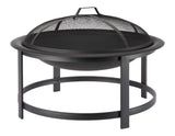 Macaulay Round Outdoor Wood Firepit, 29-1/2-in, Black