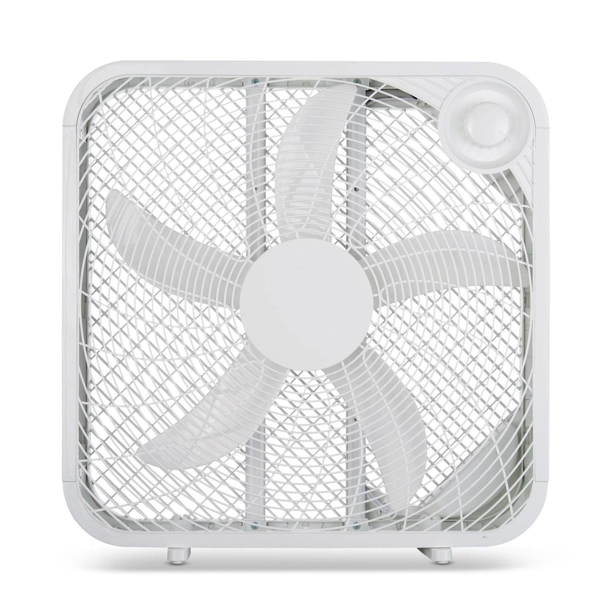 Plastic 5-Blade Portable Box/Floor Fan, 2-Speed, White, 20-in