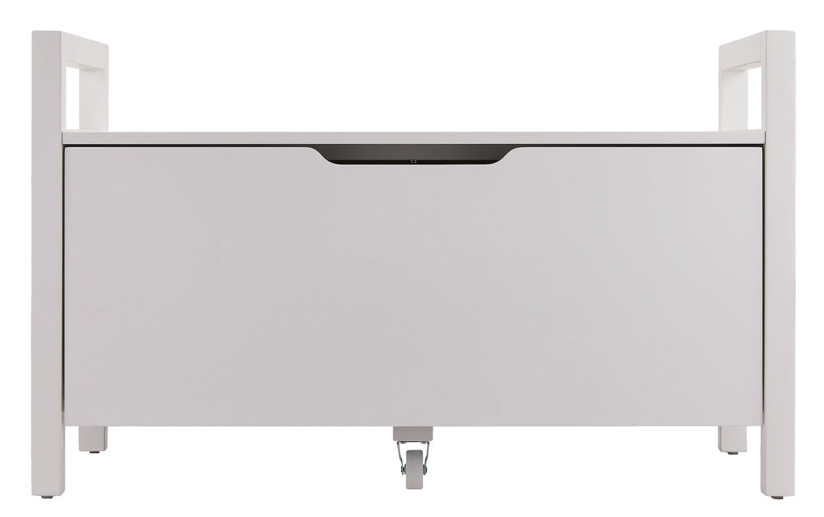 Pull-Out Storage Bench with Cut-out Handles, 36 x 17 x 22-in, White