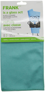 FRANK Glass Cleaning Machine Washable Microfibre Cloths, Blue, 2-pk
