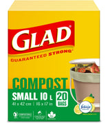 Glad Small 100% Compostable Lemon Scented Food Waste Bags, 20-pk, 10-L