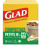 Glad Small 100% Compostable Lemon Scented Food Waste Bags, 44-pk, 10-L