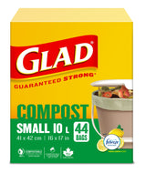 Glad Small 100% Compostable Lemon Scented Food Waste Bags, 44-pk, 10-L