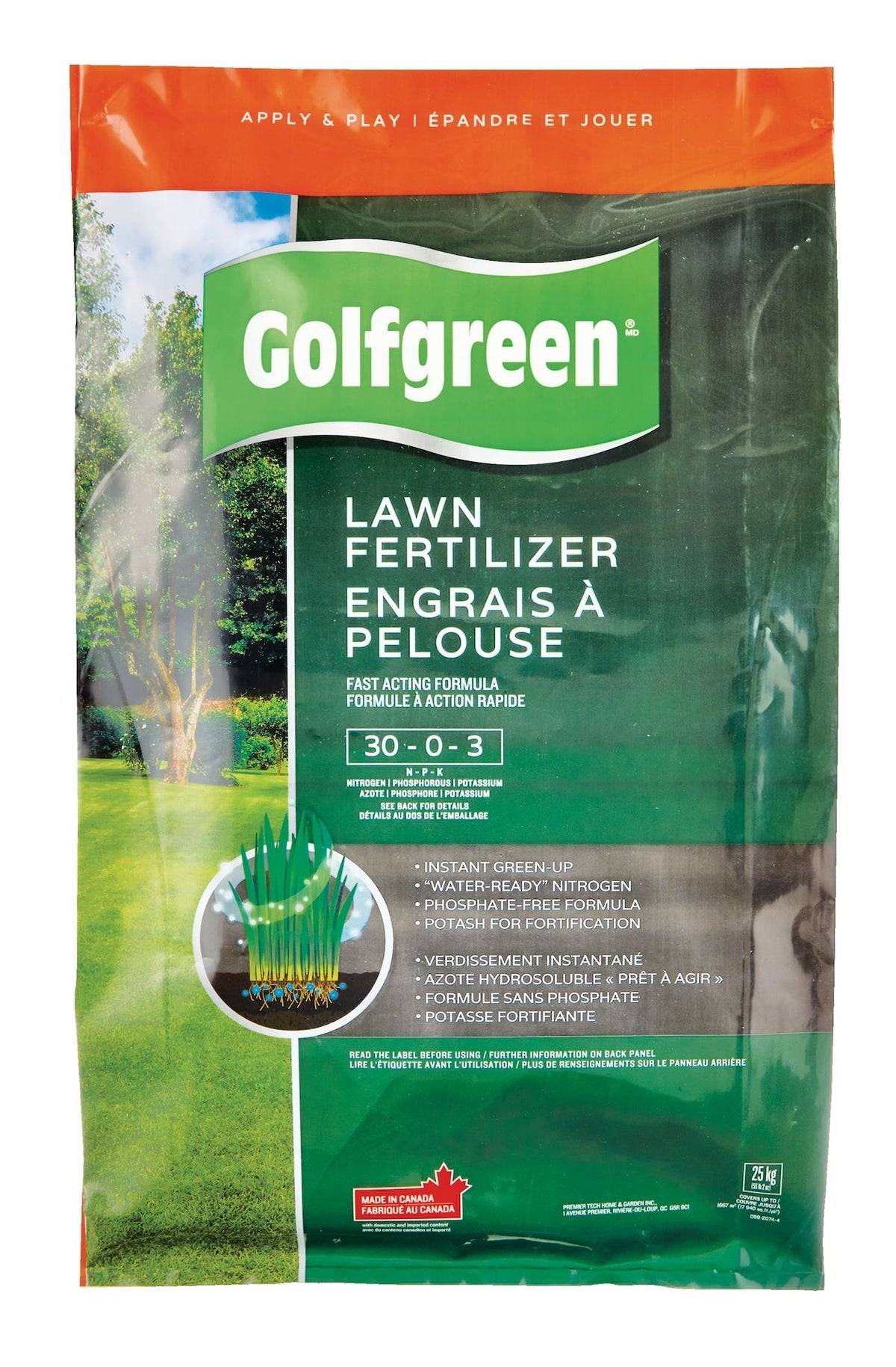 Lawn Fertilizer, 30-0-3, 25-kg