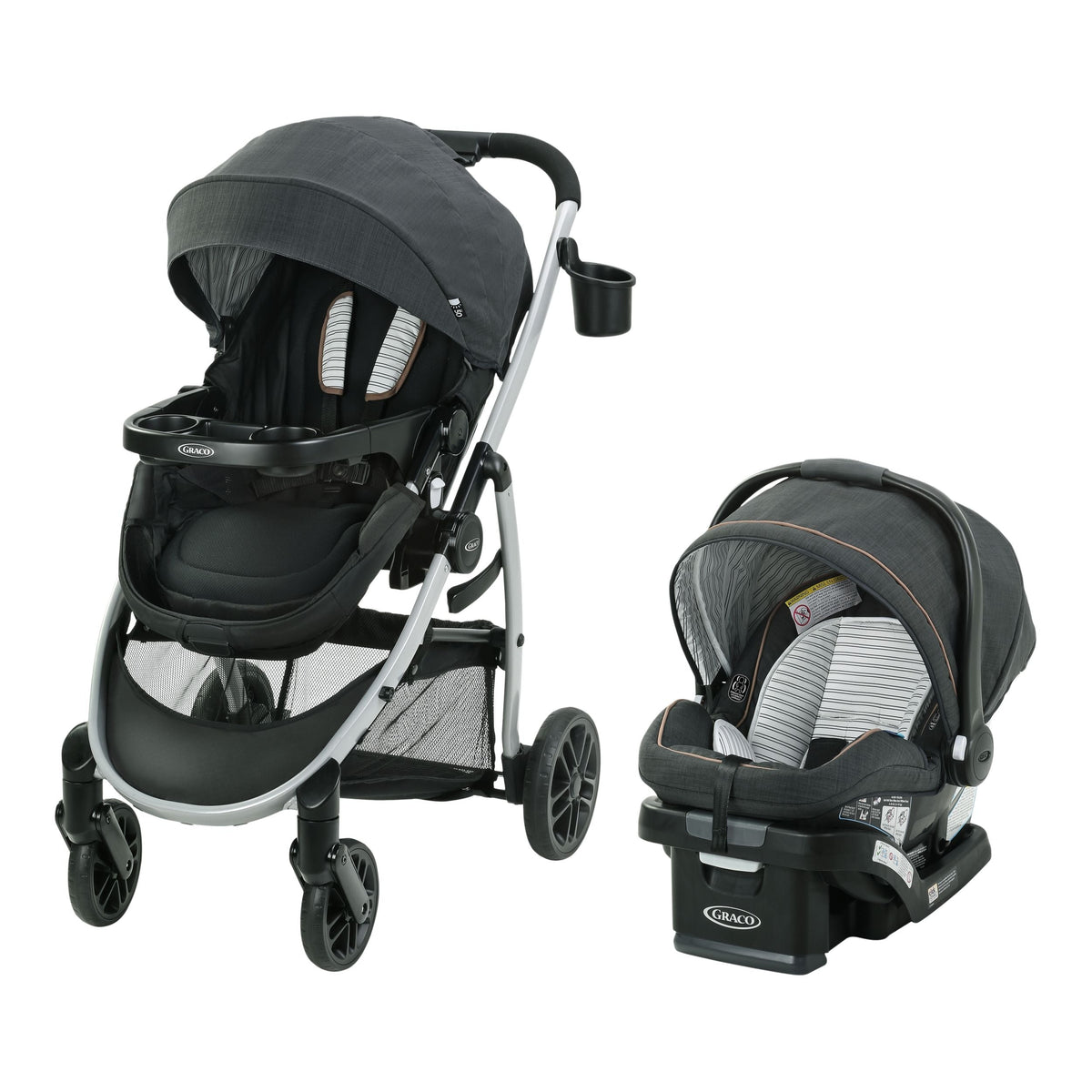 Modes Pramette Travel System with SnugRide SnugLock 35 Lite DLX Infant Car Seat, Black