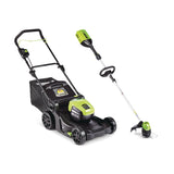 2-in-1 60V 4Ah Battery, Cordless Push Lawn Mower + String Trimmer, 17-in + 13-in