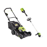 2-in-1 60V 4Ah Battery, Cordless Push Lawn Mower + String Trimmer, 17-in + 13-in