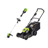 2-in-1 60V 4Ah Battery, Cordless Push Lawn Mower + String Trimmer, 17-in + 13-in