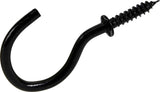 Mug Cup Hook, Half Hook Half Screw, Black, 7/8-in, 8-pk
