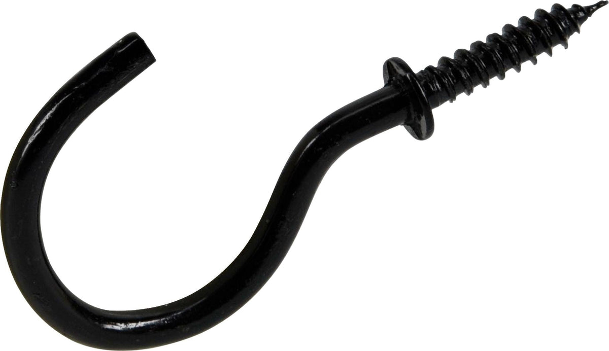 Mug Cup Hook, Half Hook Half Screw, Black, 7/8-in, 8-pk