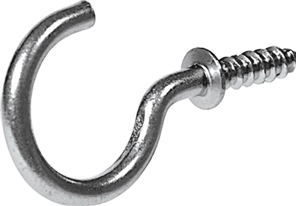 Steel Vinyl Mug Cup Hooks, Screw-In, Nickel-Plated, 7/8-in, 8-pk