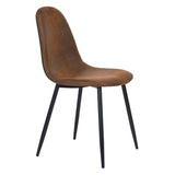 Mid-Century Dining Chairs, Brown Suede, 4-pk