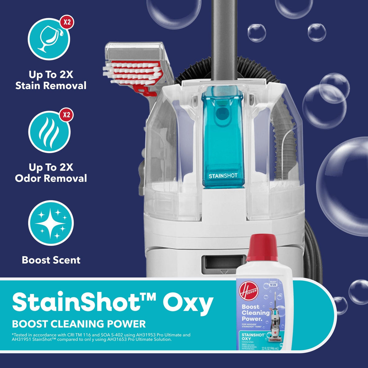 Hoover AllOut Lux Pet Carpet Cleaner with Above Floor Cleaning, StainShot Technology, Debris Catch, Edge to Edge Cleaning & Faster Drying