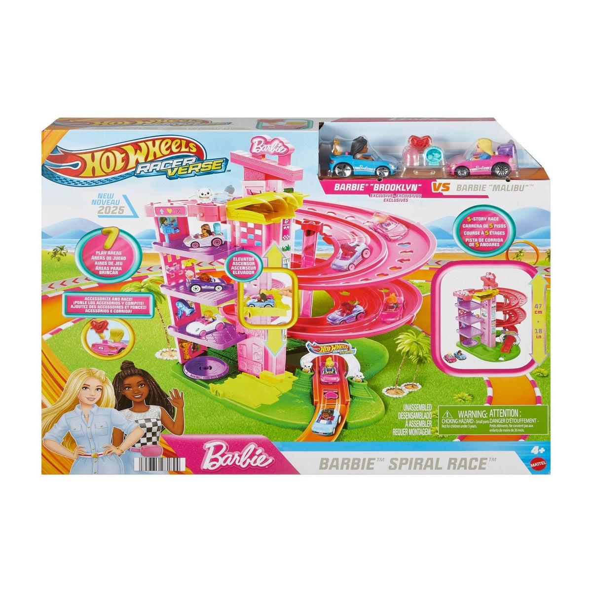 Racerverse Toy Vehicle Track Set with 2 1:64 Die-Cast Vehicles and Figures