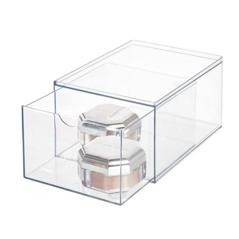 RPET Stackable Pull-Out Drawer Organizer Bin, Clear