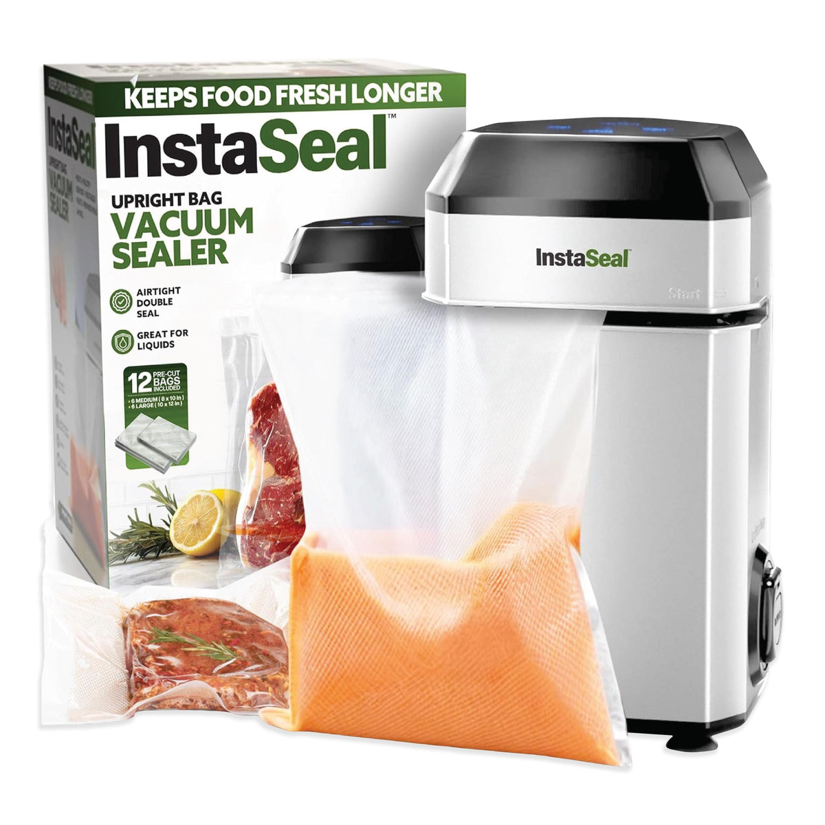 Upright Bag Food Vacuum Sealer with 12 Bags