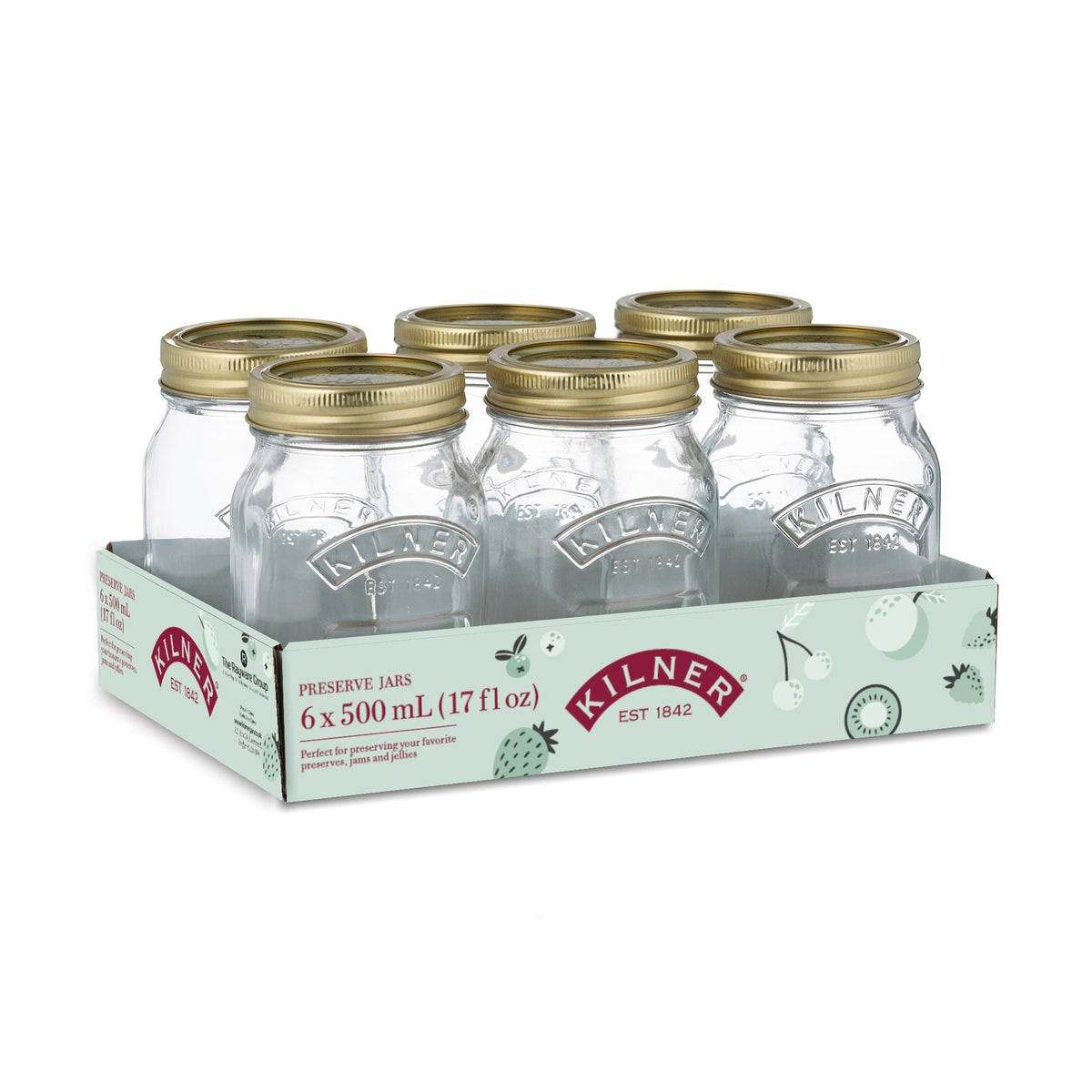 Regular Mouth Glass Mason Jars with Sealing Lids, 500 mL, 6 Count