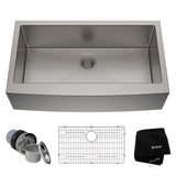 Standard PRO Apron Front Farmhouse Stainless Steel Single Bowl Kitchen Sink, 36x21x10-in