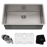 Standard PRO Undermount Stainless Steel Single Bowl Kitchen Sink, 30x18x10-in