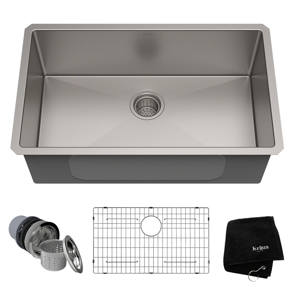 Standard PRO Undermount Stainless Steel Single Bowl Kitchen Sink, 30x18x10-in