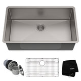 Standard PRO Undermount Stainless Steel Single Bowl Kitchen Sink, 32x19x10-in