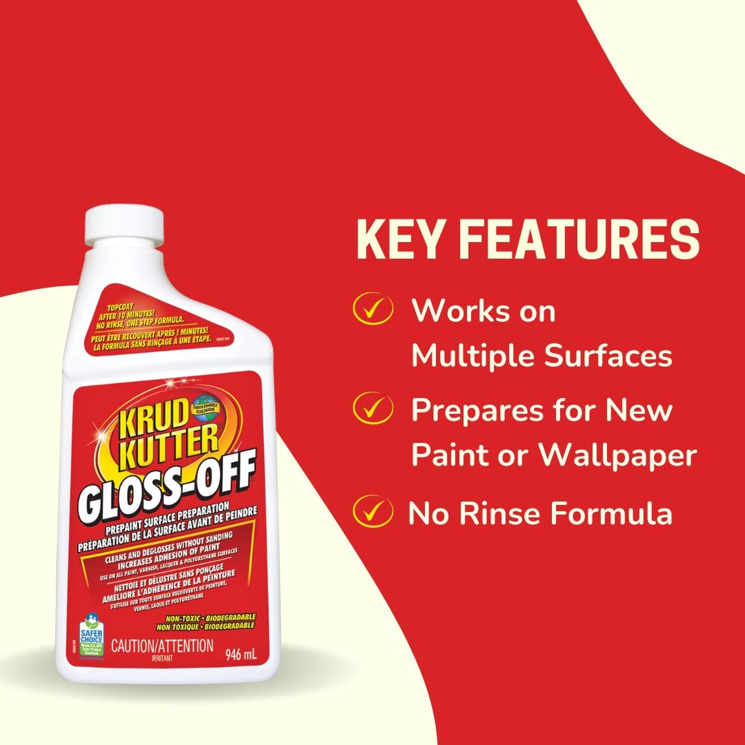 Gloss-Off Pre-Paint Surface Preparation, Cleaner & Deglosser Without Sanding, 946-mL