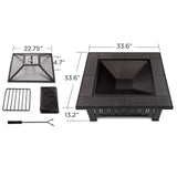 Lafayette Square Wood Burning Fire Pit in Black, 34-in