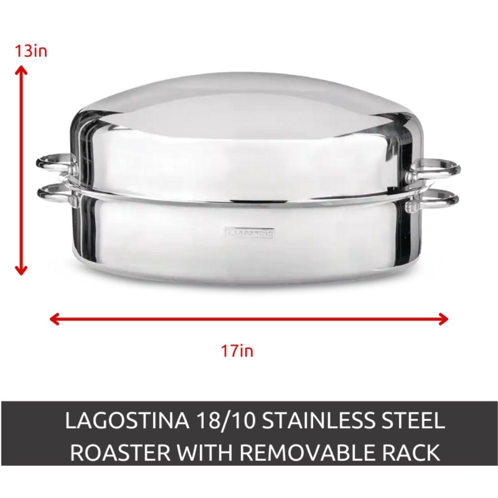 18/10 Stainless Steel Roaster with Removable Rack, 43 x 33cm