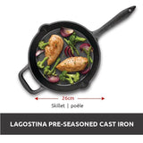 Pre-Seasoned Cast Iron Skillet, Oven & Broiler Safe, Black, 10-in