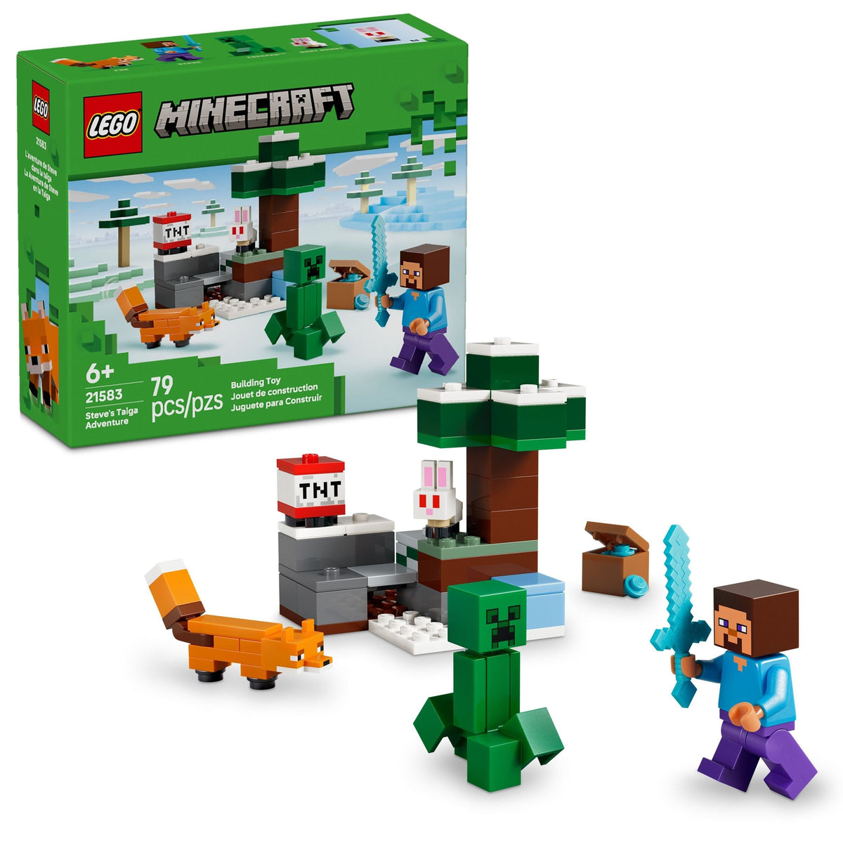 Steve’s Taiga Adventure Toy Building Set - 21583, 79-pcs, Ages 6+
