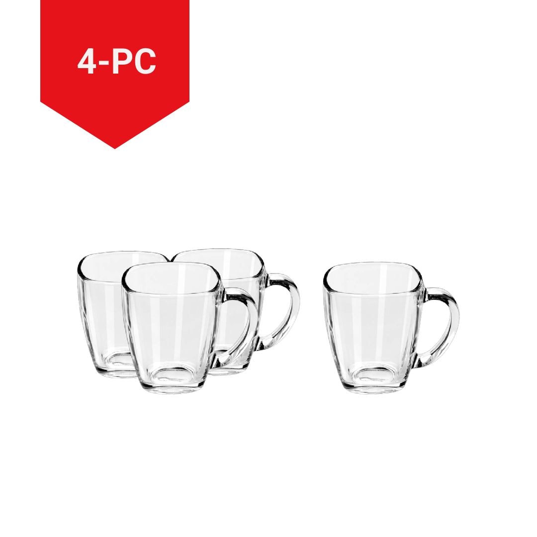 Square Mug Set, Clear, 4-pc