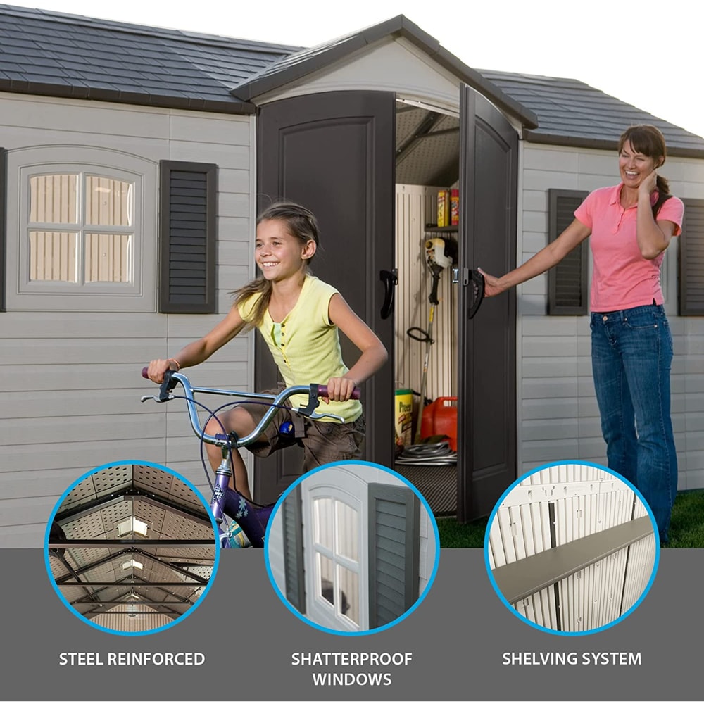 Lifetime Outdoor Storage Shed with Windows, 8-ft x 15-ft