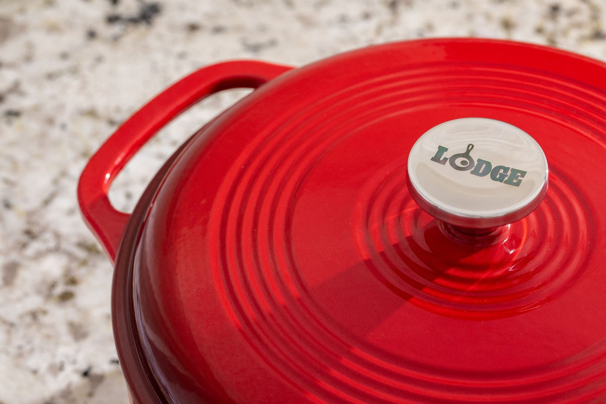 Lodge Enamel Cast Iron Dutch Oven, Red, 6-qt
