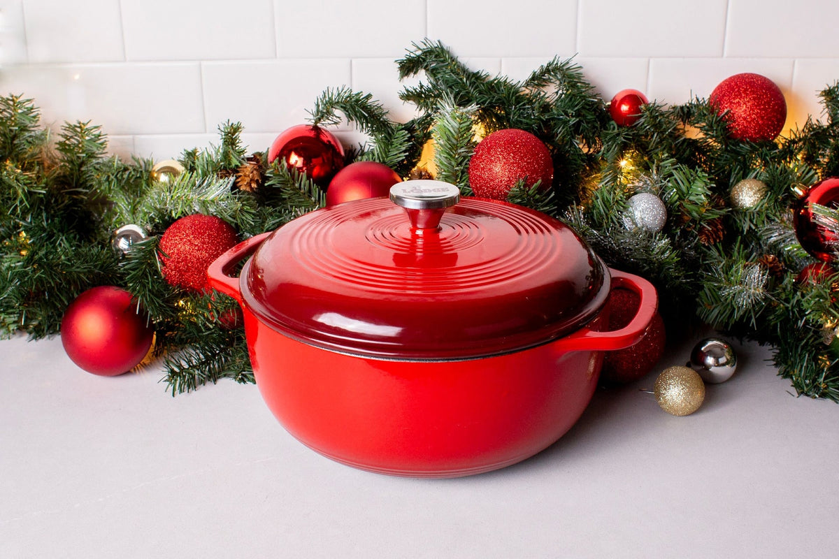 Lodge Enamel Cast Iron Dutch Oven, Red, 6-qt