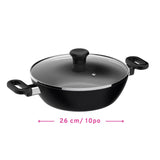 3.4qt Non-Stick Karahi with lid 26cm 10.25in