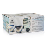 Manna Blue Strip Stackable Mugs, Assorted Colours, 4-pk