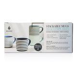 Manna Blue Strip Stackable Mugs, Assorted Colours, 4-pk