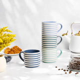 Manna Blue Strip Stackable Mugs, Assorted Colours, 4-pk