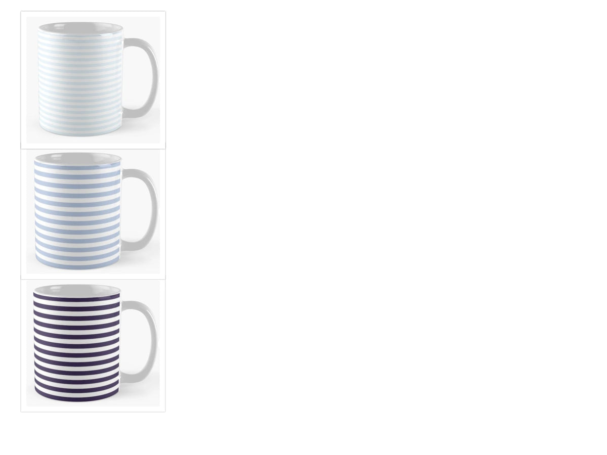Manna Blue Strip Stackable Mugs, Assorted Colours, 4-pk