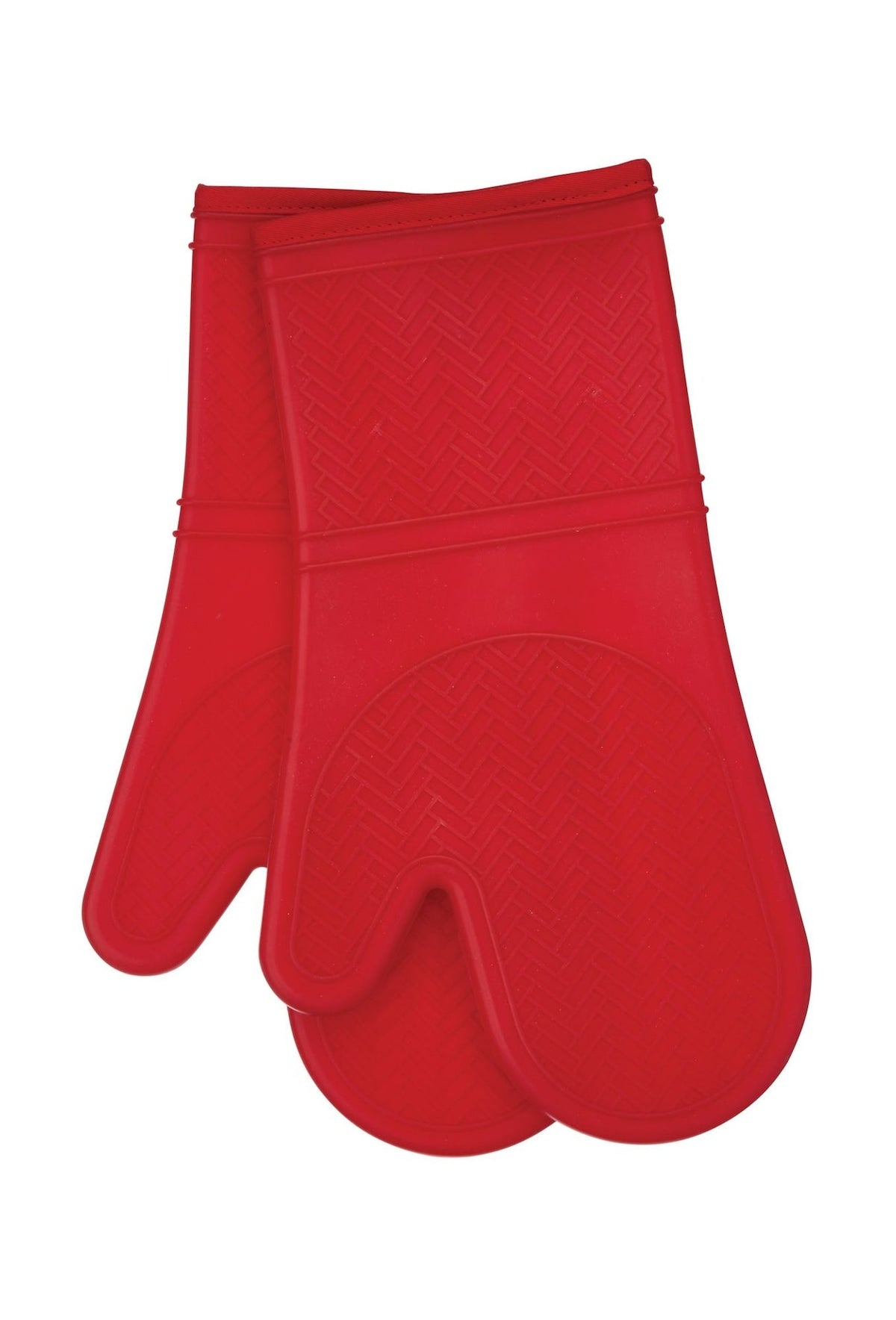 2pc Silicone Oven Mitt Set, Non-Slip Grip, Red