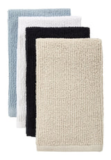 Bar Mop Kitchen Towels, Black, Grey, Blue & White, 16-in, 4-pk